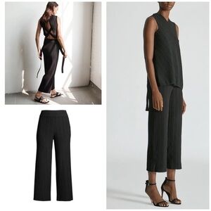NWT Yigal Azrouël Ottoman Fortuny Knit Thick Black Ribbed Ankle Trouser Pant XL 